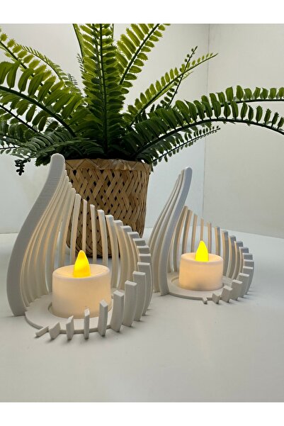 Butik 3D Baskı Beyaz Damla Şeklinde Mumluk, Şık ve Modern Dekorasyon Parçası