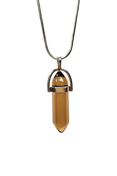 Royaleks Smoky Natural Quartz Necklace with 3 cm Chain and 20 cm Box
