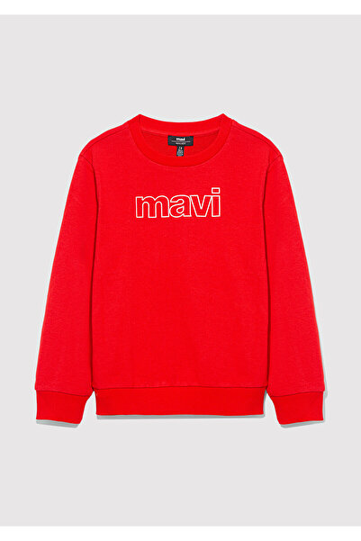 Mavi Logo Printed Red Sweatshirt 6S10042-70477