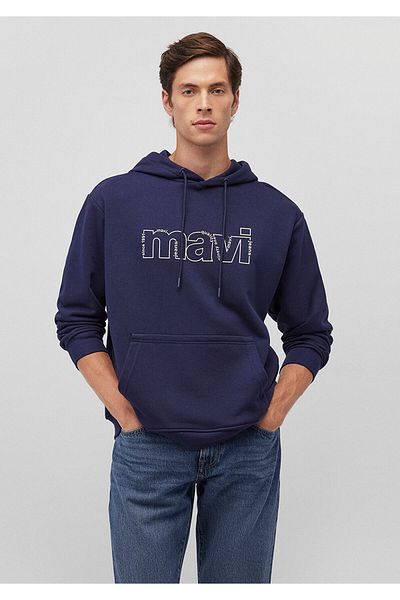 Mavi Marineblaues Sweatshirt mit Logo-Print 0s10196-84371