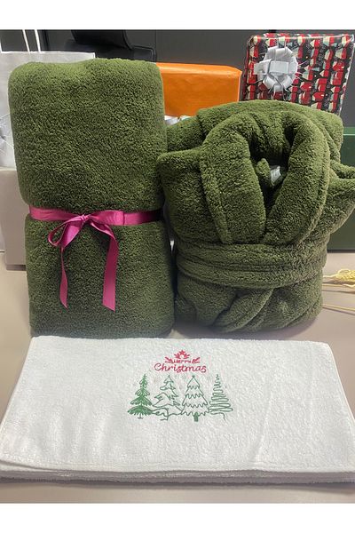 MEYN COLLECTİON New Year's Special Blanket Tv and Dressing Gown Set - Hand Towel Gift