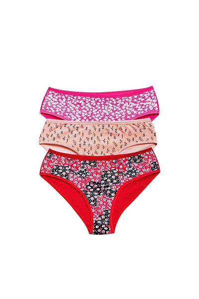 Royaleks Cotton Wide Brim Lycra Patterned Bato Women's Panties 3 Pack Set3