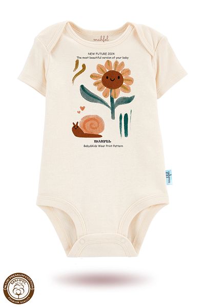 MAHFEL 2-Piece 100% Cotton Organic Printed Snap Fastener Baby Bodysuit