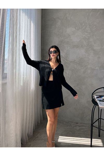 Etiket moda Skirted Cardigan Cashmere Suit