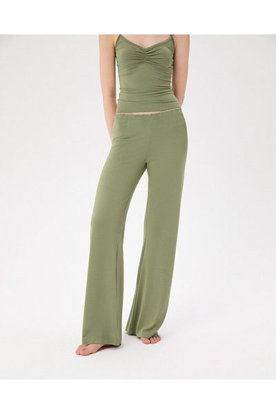 Ayma Active Παντελόνι πιτζάμα Green Viscose Flare - Long Ecovero ™   Γυναίκα