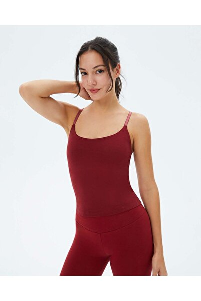 Ayma Active Sangria Kadın Organik Pamuk Ince Ayarlanabilir Askılı Sütyenli Atlet