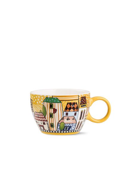 EGAN Paese Mio Breakfast Coffee Mug 460ml – New Bone China , Dishwasher & Microwave safe , Yellow