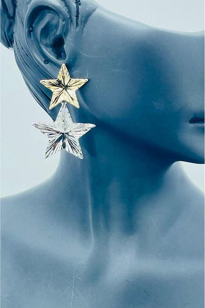TRENDTAKI Double Color Double Star Earrings