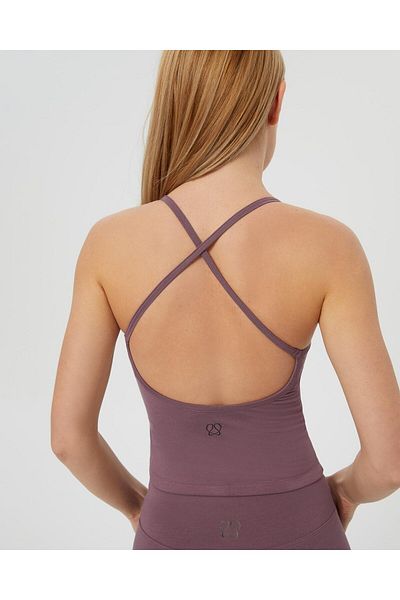 Ayma Active Lilac Women's Cross Back Strap Tank Top with Chest Cup