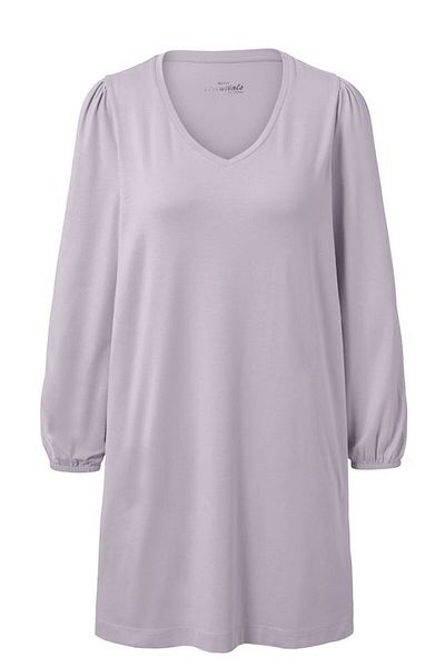 Tchibo Women Solid Long Sleeve Night Dress, Lavender