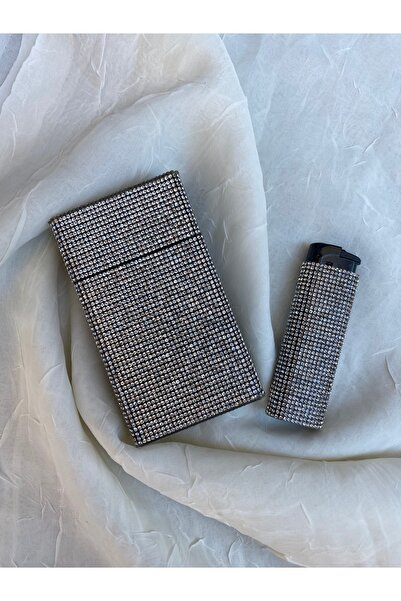 Zey Desing İnce Taşlı Slender Sigara Kutusu Ve Çakmak
