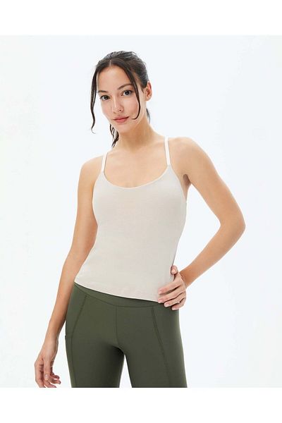 Ayma Active Stone Women's Organic Cotton Thin Adjustable Strap Undershirt with Bra
