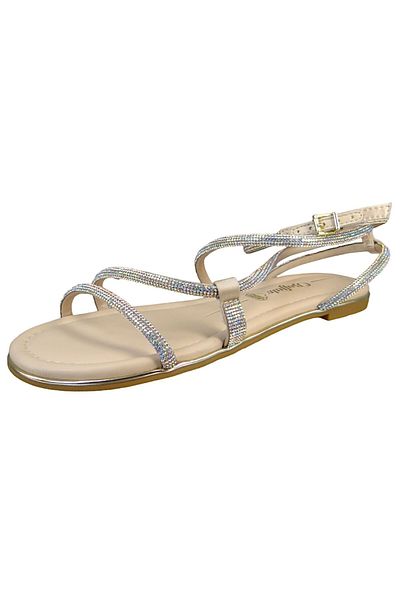 Buffalo Damen Sandalen Capri Glam 1601267 Creme Cream/Mermaid Textil