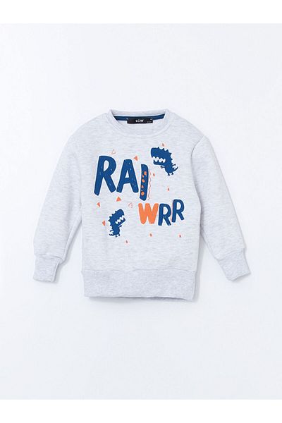 LC Waikiki Αγόρι φούτερ LCW Kids Grey Crew Neck με στάμπα
