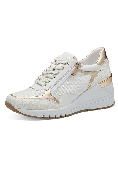 Marco Tozzi Damen Low Sneaker Keil Low Top 2-23723-42 Weiß 197 White/comb Kunstleder Mit Mt Rem Sock