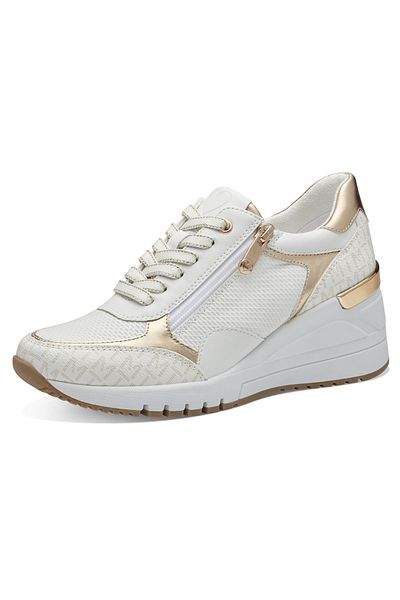 Marco Tozzi Damen Low Sneaker Keil Low Top 2-23723-42 Weiß 197 White/comb Kunstleder Mit Mt Rem Sock