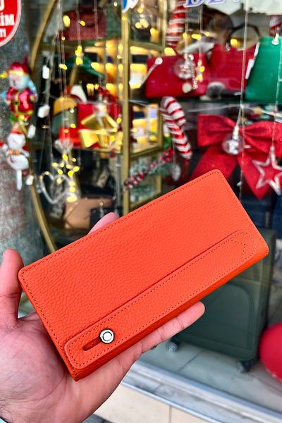 CüzCan Πορτοφόλι Unisex από γνήσιο δέρμα Montana Orange Hand Snap