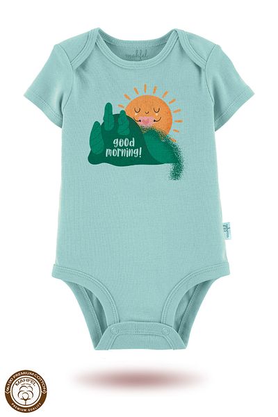 MAHFEL 2-Piece 100% Cotton Organic Printed Snap Fastener Baby Bodysuit
