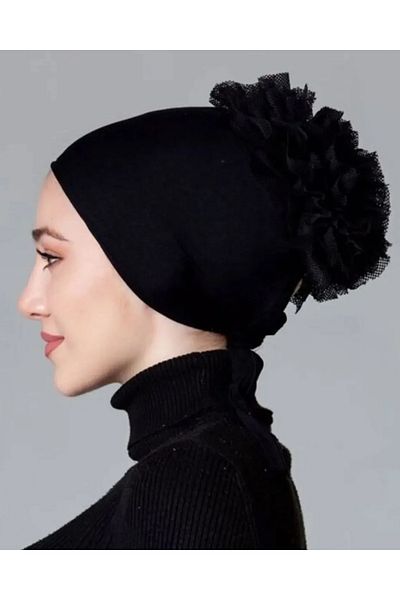 skycott Ruffled Bonnet Front Seamless Lace up Back Knob Ruffled Hijab Bonnet
