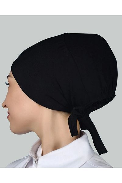 skycott Combed Cotton Plain Black Bonnet Lacing Hijab Bonnet
