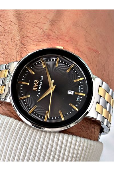 Romanson 5 Atm Waterproof Special Design Men's Wristwatch - Steel Cord and Steel Case