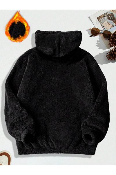 Actiwear Men's Kangaroo Pocket Hooded Lace-Up Plush Sweatshirt