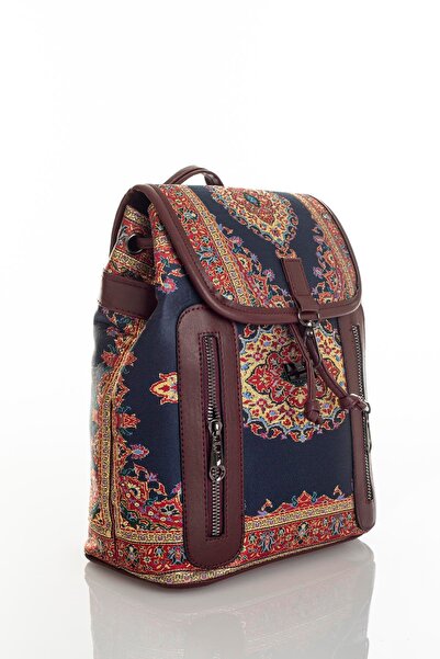 MODA Otantik Desenli Küçük Boy Kadın Sırt Çantası