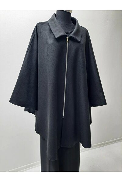 ayakuydur Kadın Siyah Kışlık Panço