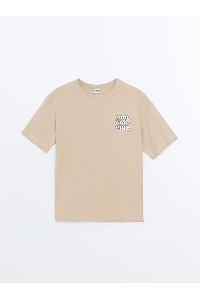 LC Waikiki LCW Kids Μπεζ Μπλούζα με Στρογγυλή Λαιμόκοψη για Αγόρια