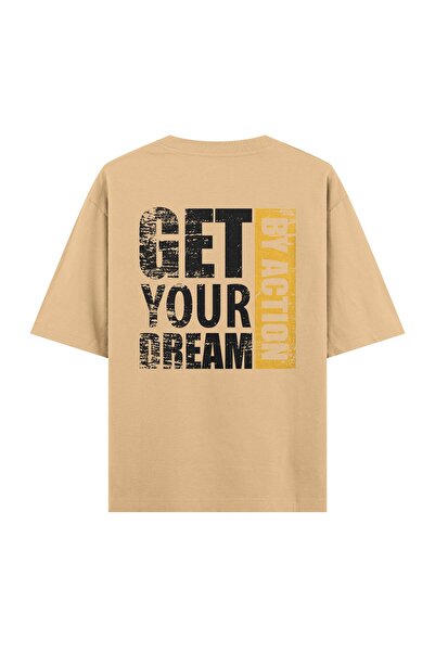 Orvia Life تي شيرت كبير الحجم بلون كريمي - احصل على حلمك بالعمل