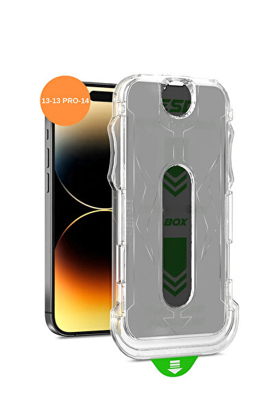 OSG واقي شاشة من الزجاج المقسى غير القابل للكسر مع جهاز تثبيت مضاد للكهرباء الساكنة متوافق مع iPhone 13-14 و13 Pro