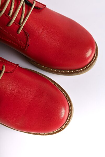 SU SHOE BOUTIQUE NO72 Kırmızı Hakiki Deri Renkli Bot