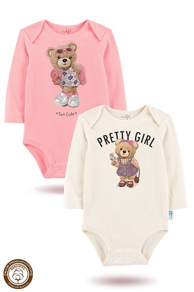 MAHFEL 2-Piece 100% Cotton Organic Printed Snap Fastener Baby Bodysuit