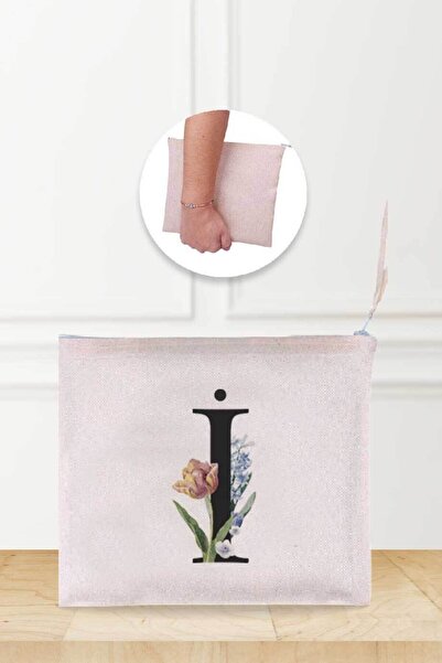 Gizeo Concept Ленена чантичка за грим с шарка на буквата I