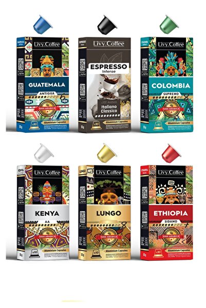 Livy Coffee الألومنيوم نسبرسو ®   كبسولة قهوة متوافقة مع 60 كبسولة