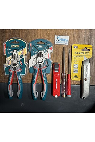 TOTAL 6 Parça Usta Seti 180 Pense 180 Yan Keski İzeltaş Set Stanley Bıçak Yüksek Kalite NMS HIRDAVAT