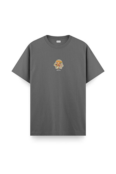 Orvia Life تي شيرت كاريوكي بيتزا عادي بلون أنثراسايت