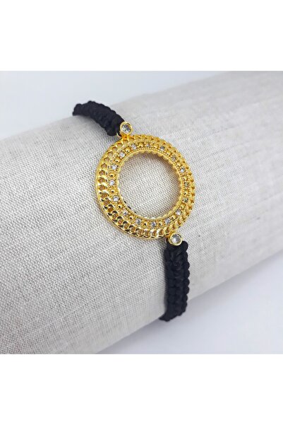 PİNA HEDİYELİK AKSESUAR MAKROME BİLEKLİK YARIM ALTIN UYUMLU ZİRKON TAŞLI GOLD...