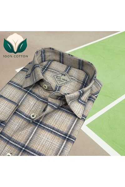 EREN STYLE Cămașă de iarnă pentru bărbați din bumbac flanel cu mânecă lungă (REGULAR MOLD)