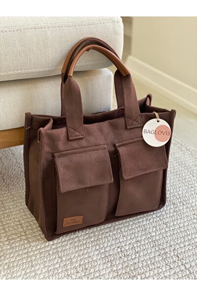 BAGLOVİS ÖNCEPLERİ KAPAKLI ÇAPRAZ ASKILI SÜET KAHVE KADIN OMUZ ÇANTASI