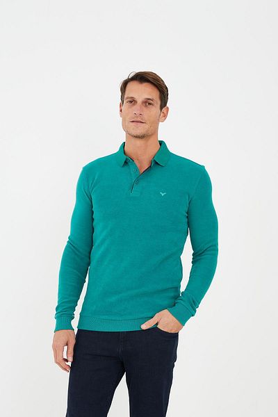 Maccali Tricou pentru bărbați Elite Comfort Basic Winter Water Green Polo Gât