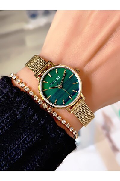 Ferrucci ساعة يد نسائية بحبل شبكي من الفولاذ وعلبة صغيرة مقاومة للماء 3 ATM م...