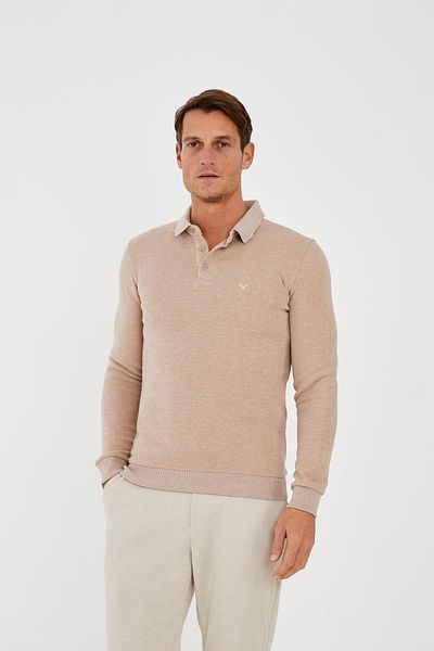Maccali Men's Elite Comfort Basic Winter Cream Polo Neck T-Shirt