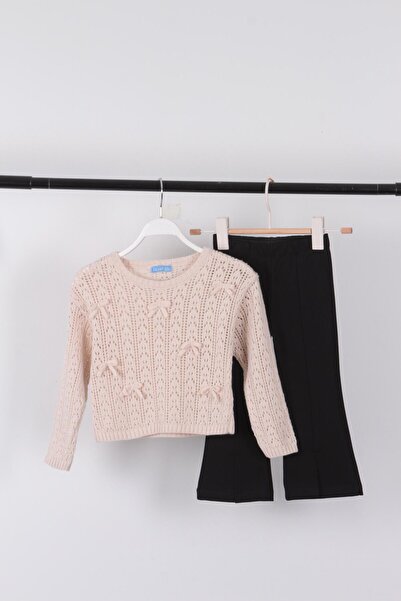 Magu Πουλόβερ με μαρμάρινο φιόγκο Σετ ισπανικό κολάν κάτω-κορυφή για κορίτσια