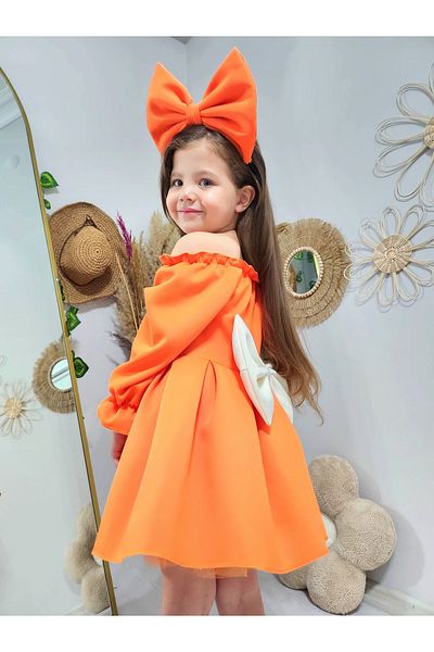 Tinypeople Girls' Orange Evening Dress Dress Girls' Birthday Dress Children's Party Dress Orange Evening Dress