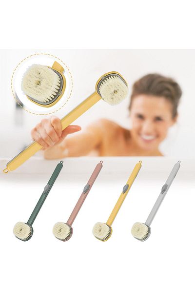 BORA HOME Long Shower Brush - Exfoliating Brush with Shampoo and Shower Gel Chamber