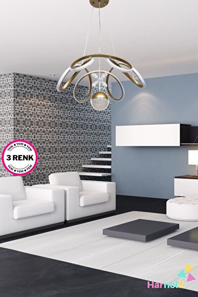 Harnelli 3 Renk Yanabilen Şeker Camlı Modern Ledli Avize