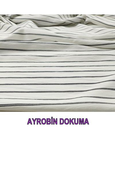 Kumaş Parça Aerobin Woven Black Ecru Εγγραφικές γραμμές (Πλάτος 160 cm x Μήκος 225 cm)