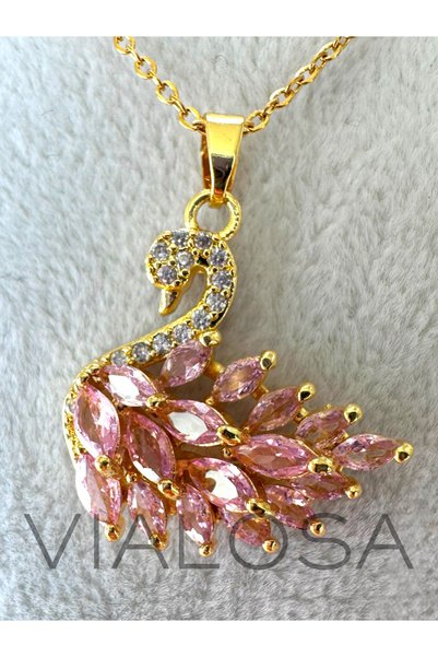 Nur Accessories 316L Steel Zircon Stone Swan Necklace