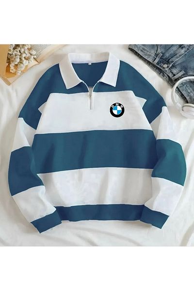 Risil-Nu Company Hanorac gros unisex cu guler polo cu imprimeu Bmw sezon nou - jumătate cu fermoar, fleece iarnă